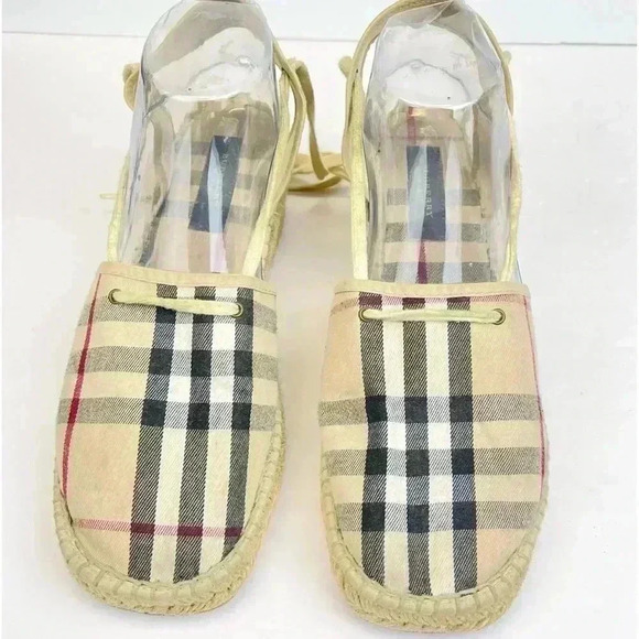 Burberry Nova Check Canvas Closed Toe Tie Slingback Espadrilles EU 40 / US 9.5 - Picture 3 of 9